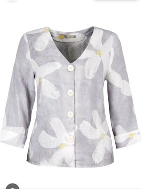 Dolcezza Linen Blazer “Soft White Flower 20681" Size